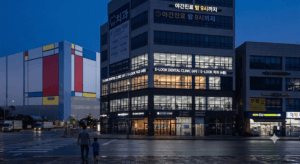 Parent calling an after-hours dental clinic near Camp Humphreys, Pyeongtaek at night